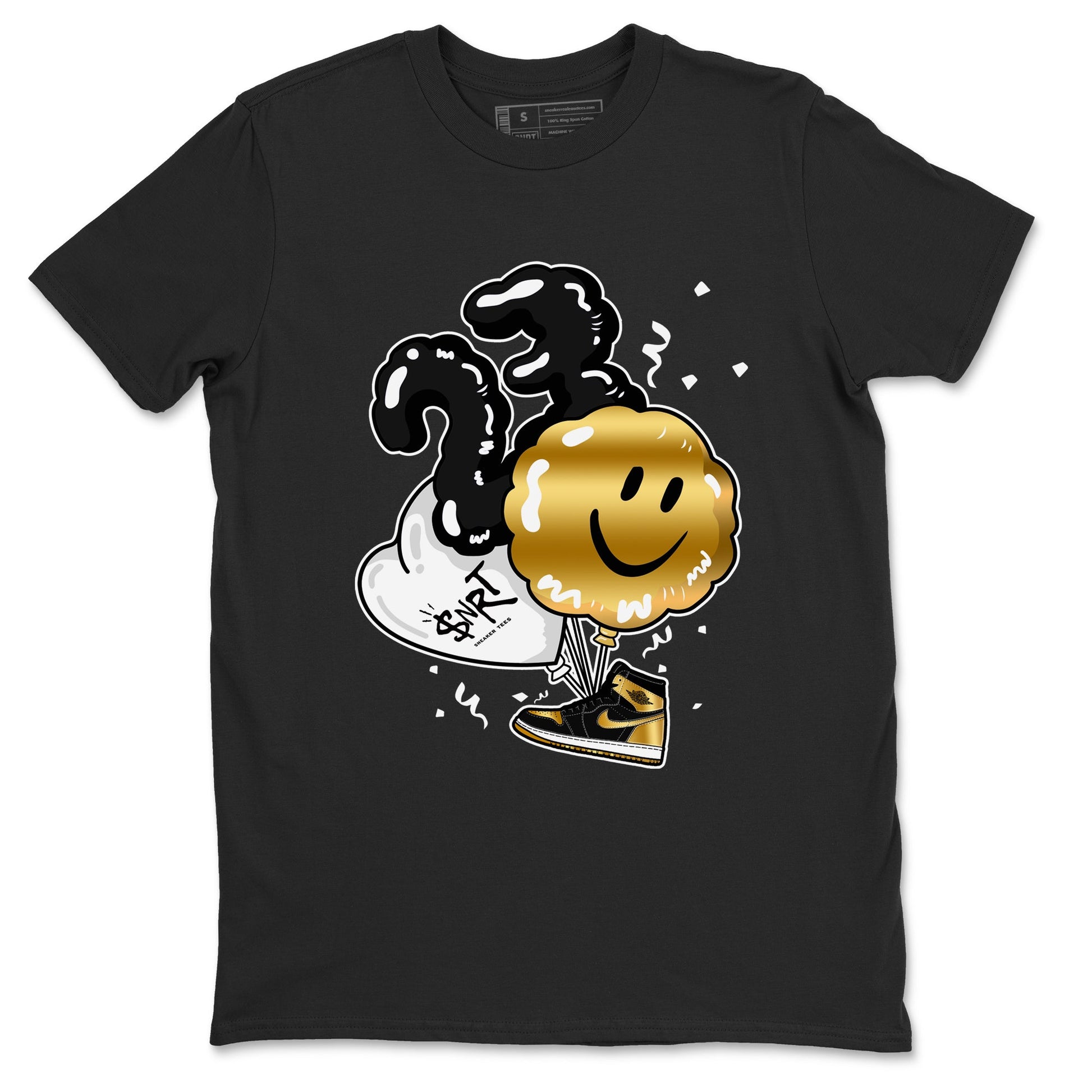 Air Jordan 1 High OG Black Metallic Gold shirts to match jordans Balloon sneaker match tees Air Jordan 1 Retrp Black Metallic Gold Sneaker Shirts SNRT Sneaker Tees streetwear brand Black 2 unisex cotton tee