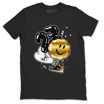 Air Jordan 1 High OG Black Metallic Gold shirts to match jordans Balloon sneaker match tees Air Jordan 1 Retrp Black Metallic Gold Sneaker Shirts SNRT Sneaker Tees streetwear brand Black 2 unisex cotton tee