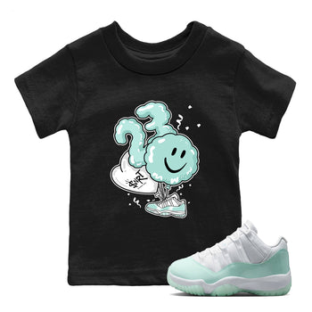 Balloon baby and kids t-shirt crafted for little sneakerheads to shine with the Air Jordan 11 Igloo sneakers, displayed in Black 1.