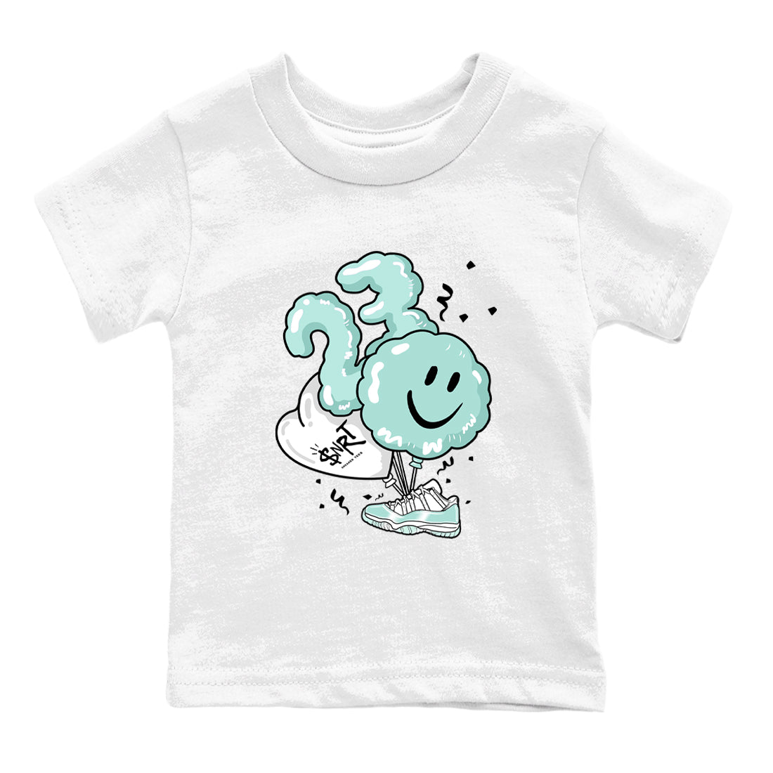 Balloon baby and kids t-shirt crafted for little sneakerheads to shine with the Air Jordan 11 Igloo sneakers, displayed in White 2.