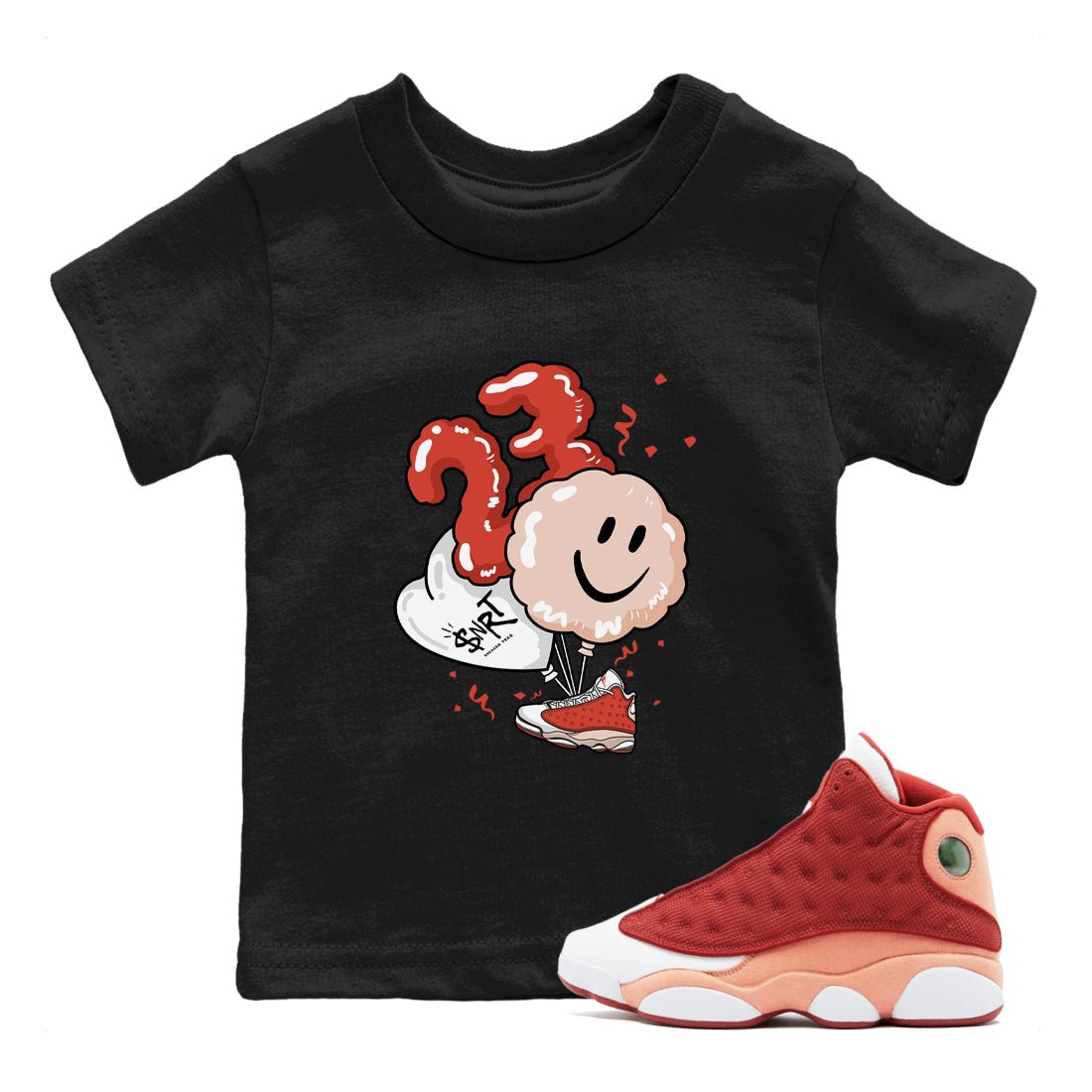 Air Jordan 13 Dune Red shirts to match jordans Balloon sneaker match tees AJ13 Dune Red Sneaker Shirts SNRT Sneaker Tees streetwear brand Baby and Youth Black 1 cotton tee