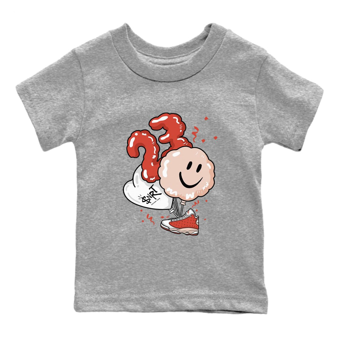 Air Jordan 13 Dune Red shirts to match jordans Balloon sneaker match tees AJ13 Dune Red Sneaker Shirts SNRT Sneaker Tees streetwear brand Baby and Youth Heather Grey 2 cotton tee