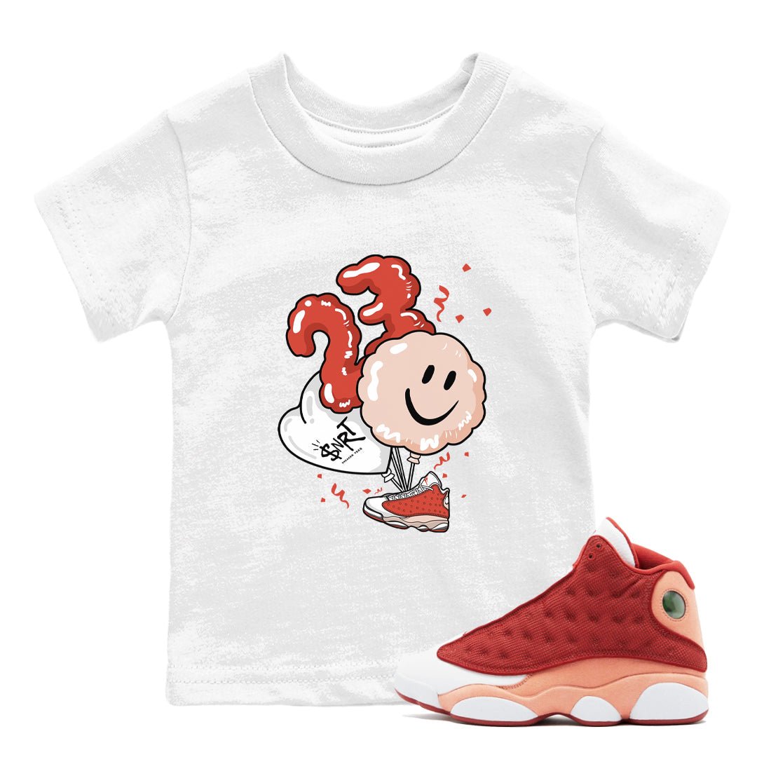 Air Jordan 13 Dune Red shirts to match jordans Balloon sneaker match tees AJ13 Dune Red Sneaker Shirts SNRT Sneaker Tees streetwear brand Baby and Youth White 1 cotton tee