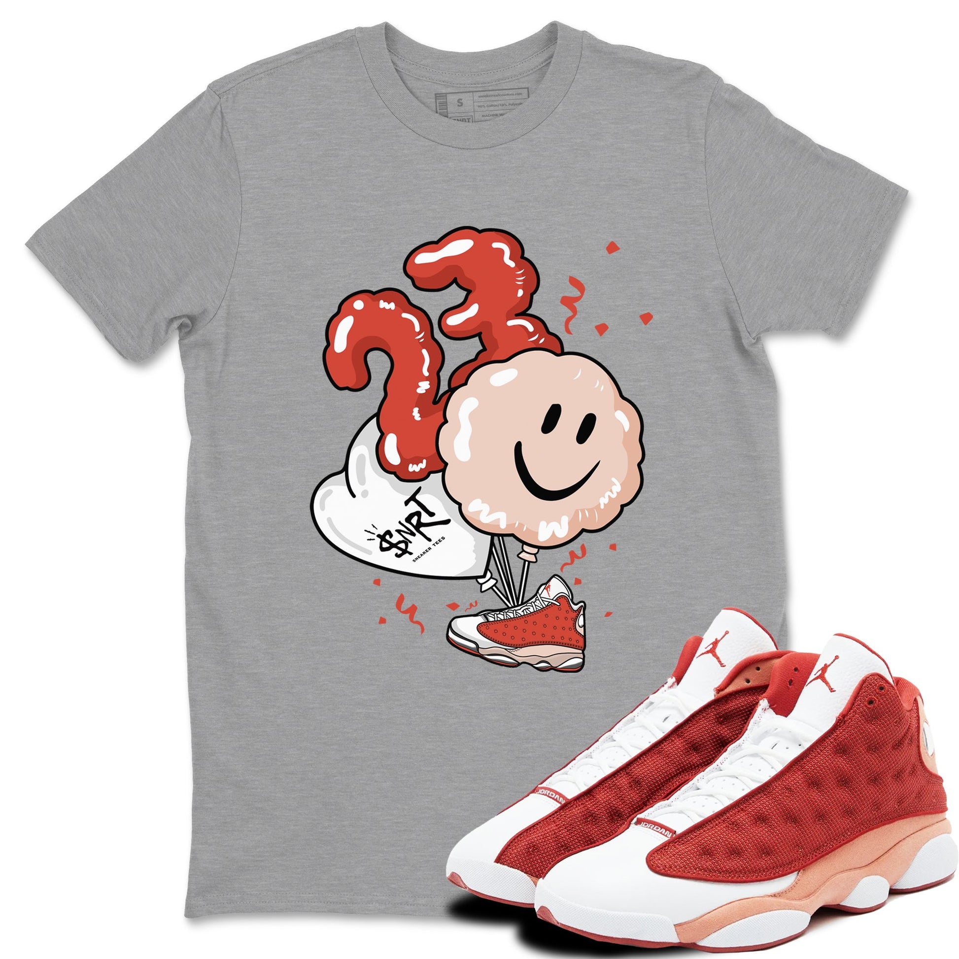 Air Jordan 13 Dune Red shirts to match jordans Balloon sneaker match tees AJ13 Dune Red Sneaker Shirts SNRT Sneaker Tees streetwear brand Heather Grey 1 unisex cotton tee