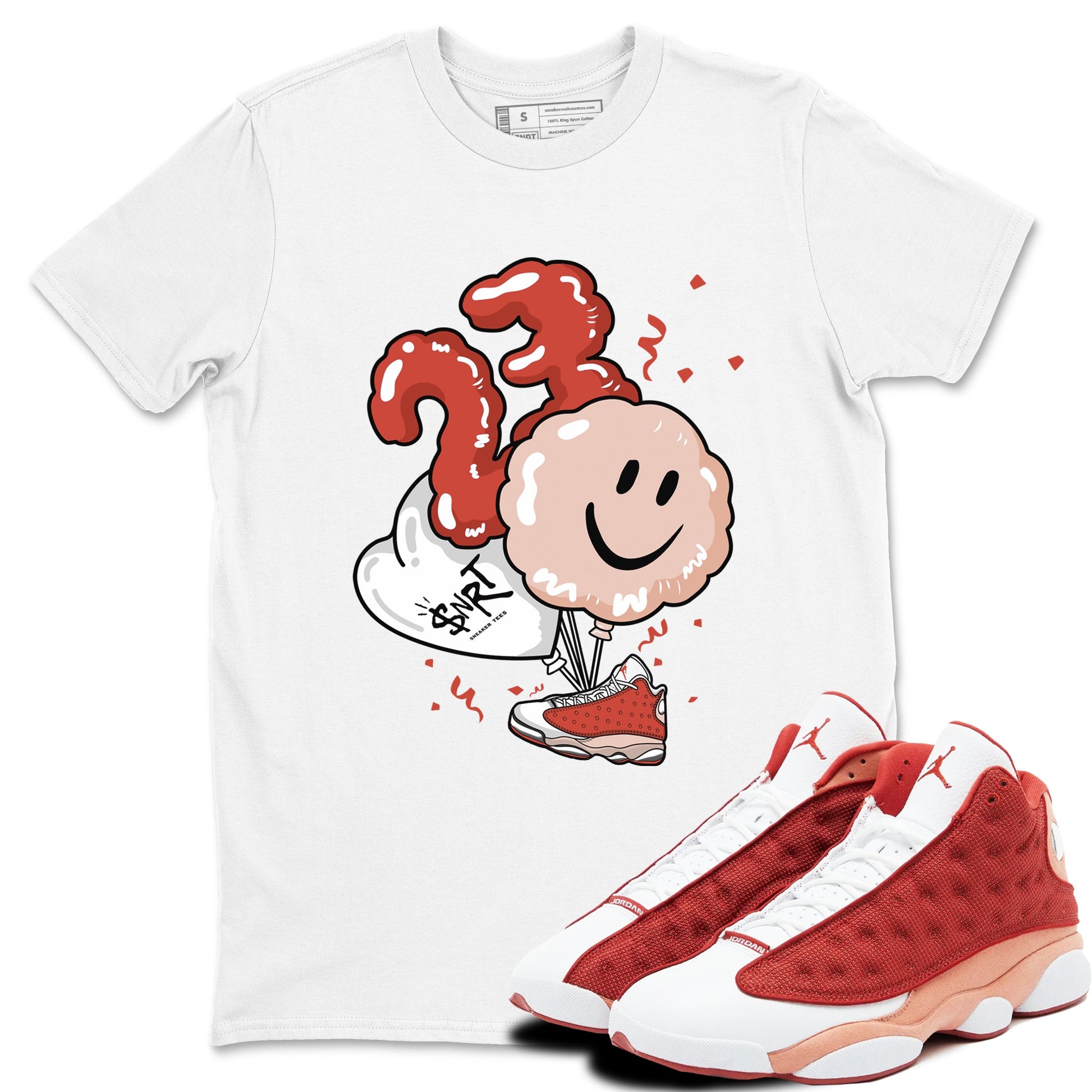 Air Jordan 13 Dune Red shirts to match jordans Balloon sneaker match tees AJ13 Dune Red Sneaker Shirts SNRT Sneaker Tees streetwear brand White 1 unisex cotton tee