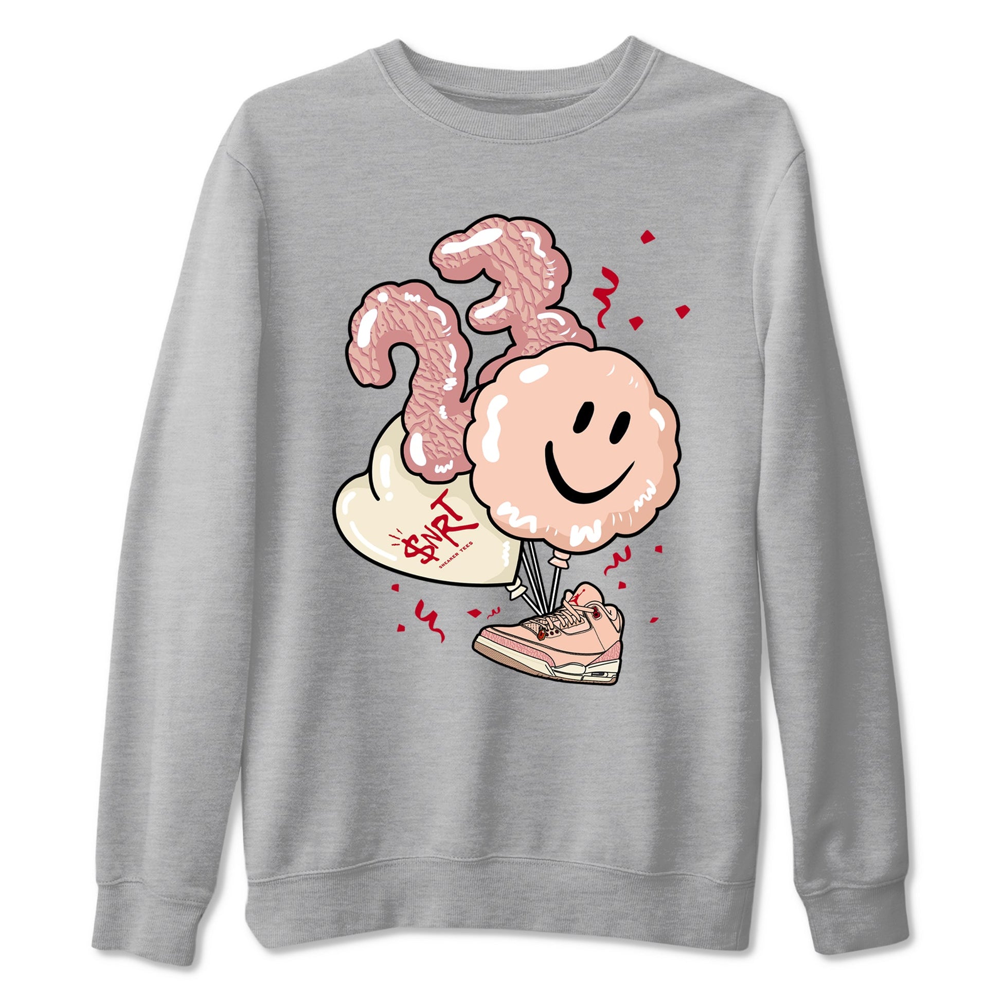 3s Valentines Day shirts to match jordans Balloon best t shirts to wear with jordans Air Jordan 3 Valentines Day match shoes to clothes SNRT Sneaker Tees unisex cotton Heather Grey 2 shirts