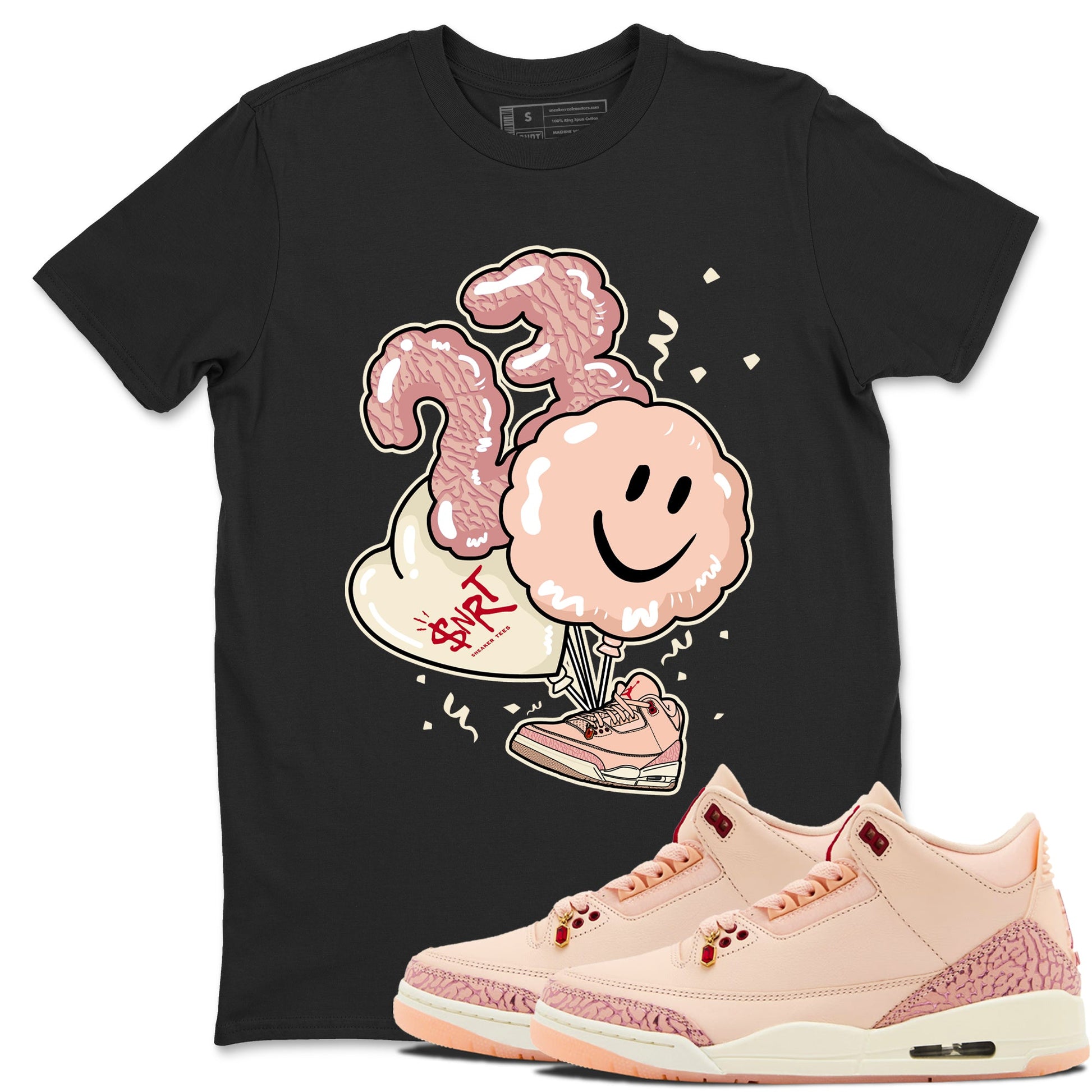 3s Valentines Day shirts to match jordans Balloon best t shirts to wear with jordans Air Jordan 3 Valentines Day match shoes to clothes SNRT Sneaker Tees unisex cotton Black 1 shirts
