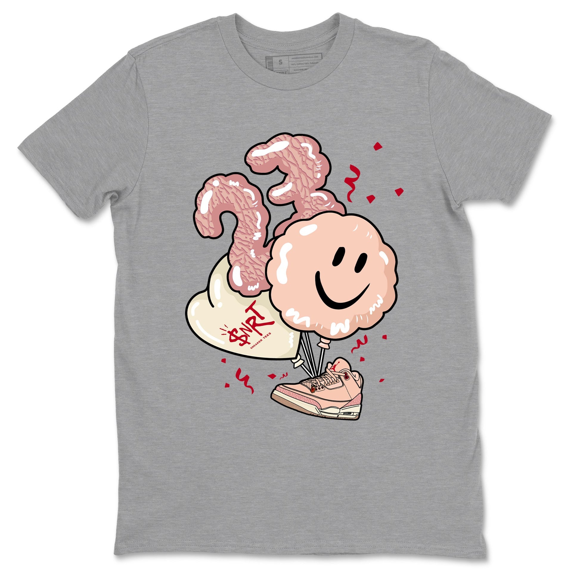 3s Valentines Day shirts to match jordans Balloon best t shirts to wear with jordans Air Jordan 3 Valentines Day match shoes to clothes SNRT Sneaker Tees unisex cotton Heather Grey 2 shirts
