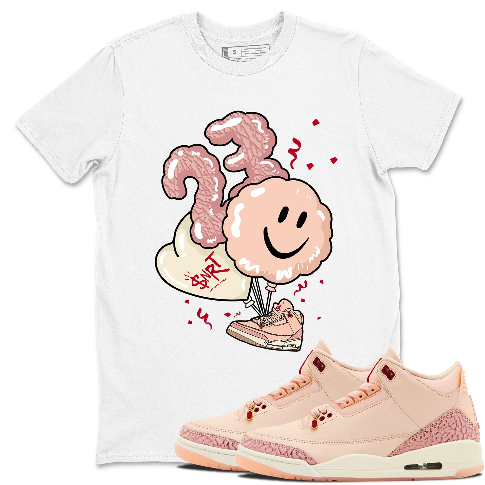 3s Valentines Day shirts to match jordans Balloon best t shirts to wear with jordans Air Jordan 3 Valentines Day match shoes to clothes SNRT Sneaker Tees unisex cotton White 1 shirts