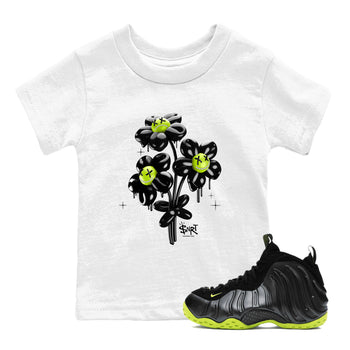 Foams One Black Volt shirts to match jordans Balloon Bouquet sneaker match tees Air Foamposite One Black and Volt match shoes to clothes SNRT Sneaker Tees Youth Baby White 1 tee