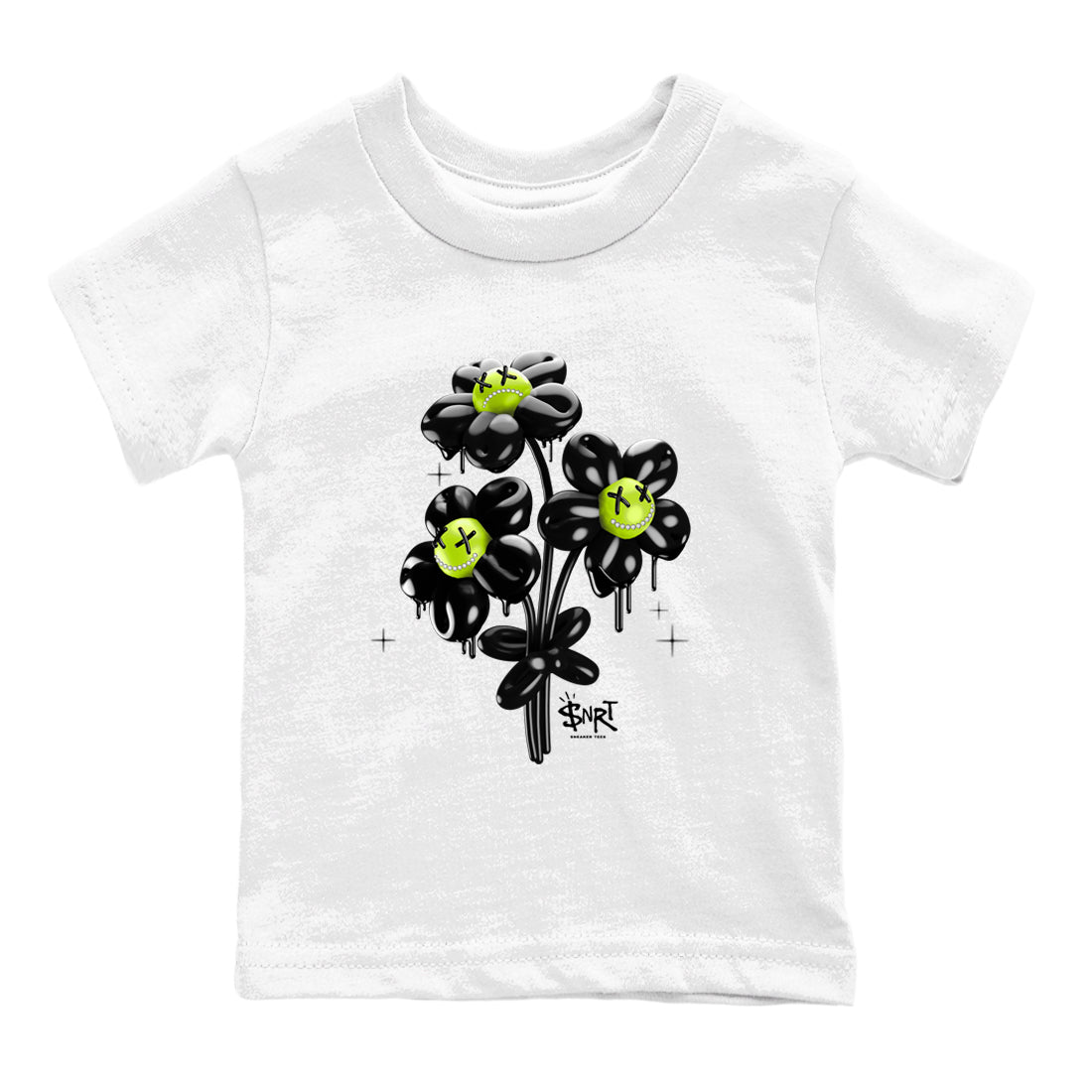 Foams One Black Volt shirts to match jordans Balloon Bouquet sneaker match tees Air Foamposite One Black and Volt match shoes to clothes SNRT Sneaker Tees Youth Baby White 2 tee