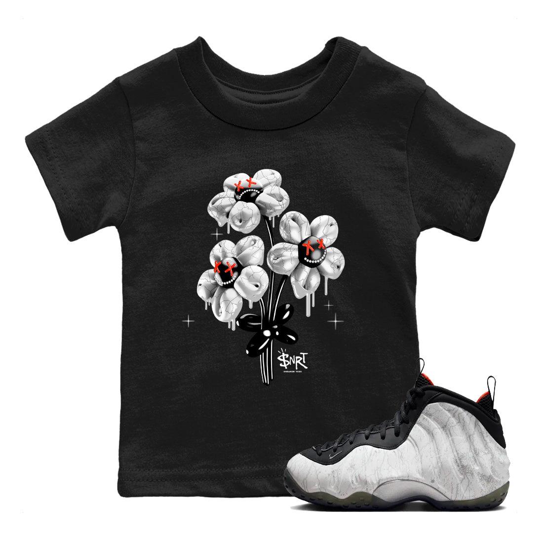 Foams One Jin shirts to match jordans Balloon Bouquet sneaker match tees Air Foamposite One Jin match shoes to clothes SNRT Sneaker Tees Youth Baby Black 1 tee
