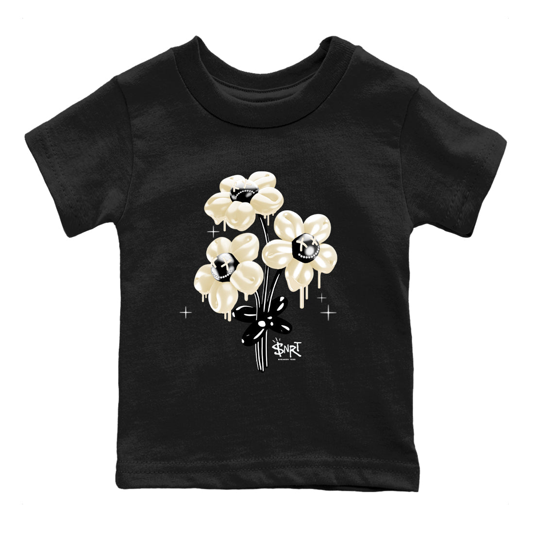 Sneaker Threads – Sneaker Tees To Match Air Foamposite One Pearl – Balloon Bouquet Youth Graphic Tee Black 2. Perfect for Jordan releases 2025 colorways.