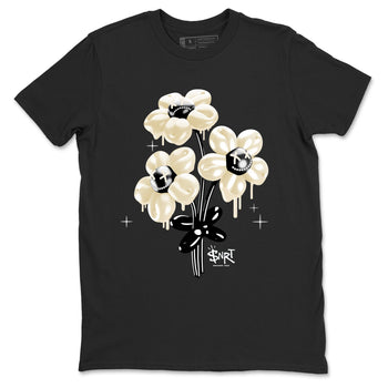 Sneaker Threads – Sneaker Tees To Match Air Foamposite One Pearl – Balloon Bouquet Graphic Tee Black 2. Perfect for Jordan releases 2025 colorways.