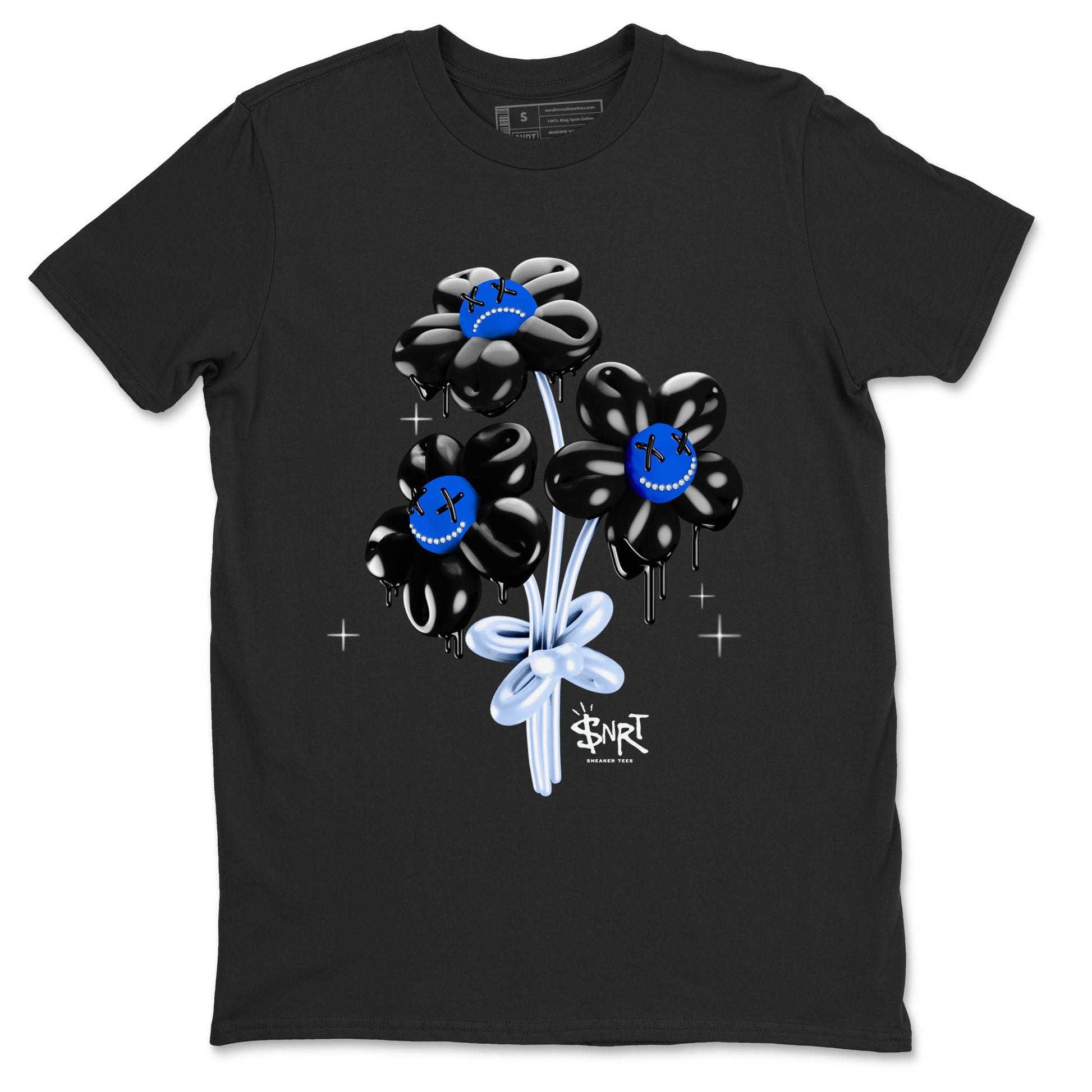 11s Black and Varsity Royal shirt to match jordans Balloon Bouquet sneaker tees AJ11 Black and Varsity Royal SNRT sneaker Release Tees unisex cotton Black 2 crew neck shirt