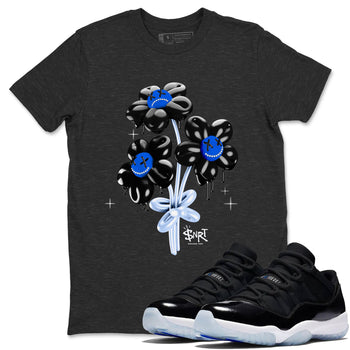 11s Black and Varsity Royal shirt to match jordans Balloon Bouquet sneaker tees AJ11 Black and Varsity Royal SNRT sneaker Release Tees unisex cotton Charcoal Heather 1 crew neck shirt