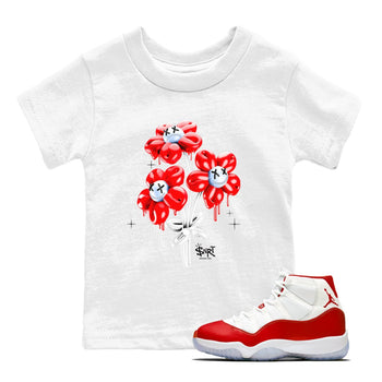 11s Cherry shirts to match jordans Balloon Bouquet sneaker match tees Air Jordan 11 Retro Cherry match shoes to clothes SNRT Sneaker Tees Youth Baby White 1 tee