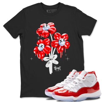 11s Cherry shirts to match jordans Balloon Bouquet sneaker match tees Air Jordan 11 Retro Cherry match shoes to clothes SNRT Sneaker Tees unisex cotton Black 1 shirts