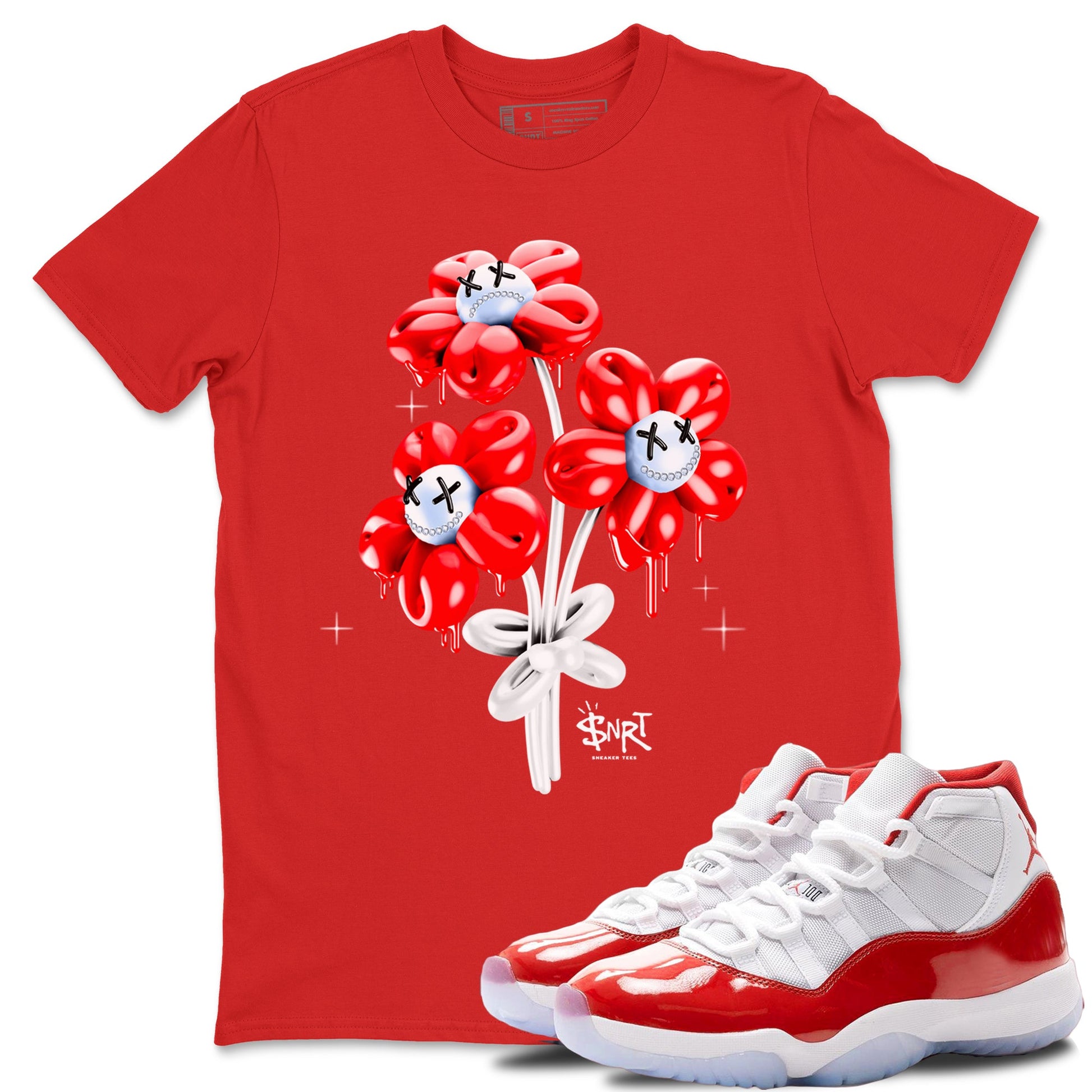 11s Cherry shirts to match jordans Balloon Bouquet sneaker match tees Air Jordan 11 Retro Cherry match shoes to clothes SNRT Sneaker Tees unisex cotton Red 1 shirts