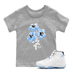 11s Legend Blue shirts to match jordans Balloon Bouquet sneaker match tees Air Jordan 11 Legend Blue SNRT Sneaker Release Tees Youth Baby Heather Grey 1 crew neck shirts