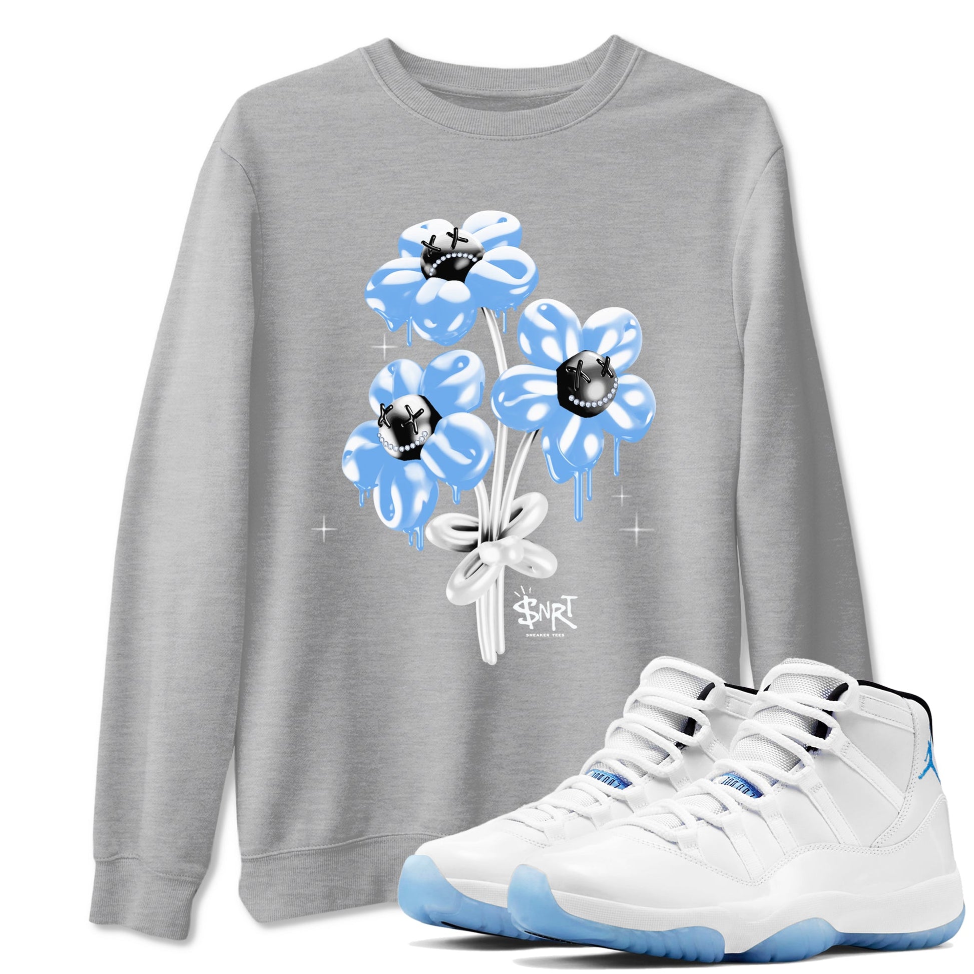 11s Legend Blue shirts to match jordans Balloon Bouquet sneaker match tees Air Jordan 11 Legend Blue SNRT Sneaker Release Tees unisex cotton Heather Grey 1 crew neck shirts