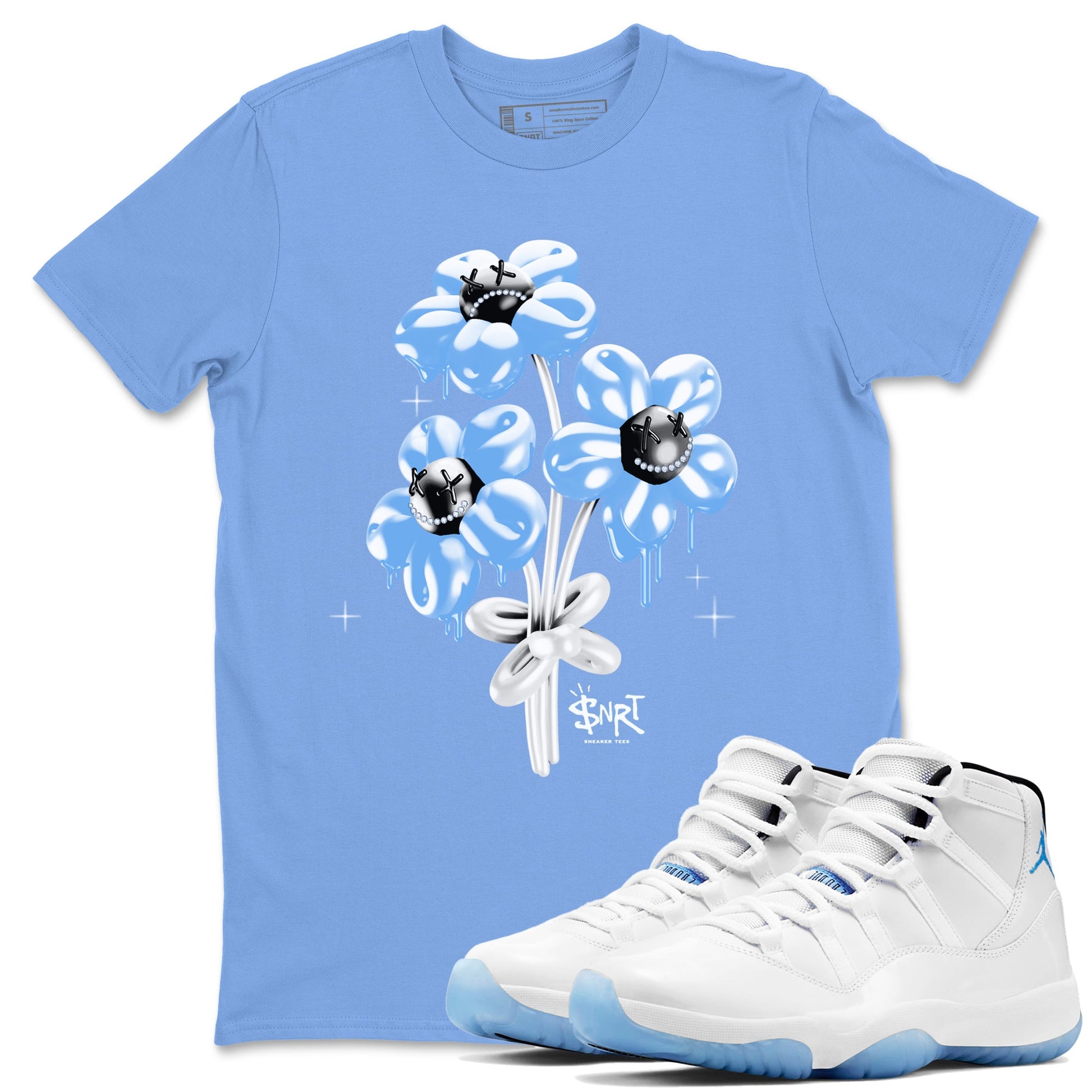 11s Legend Blue shirts to match jordans Balloon Bouquet sneaker match tees Air Jordan 11 Legend Blue SNRT Sneaker Release Tees unisex cotton Carolina Blue 1 crew neck shirts