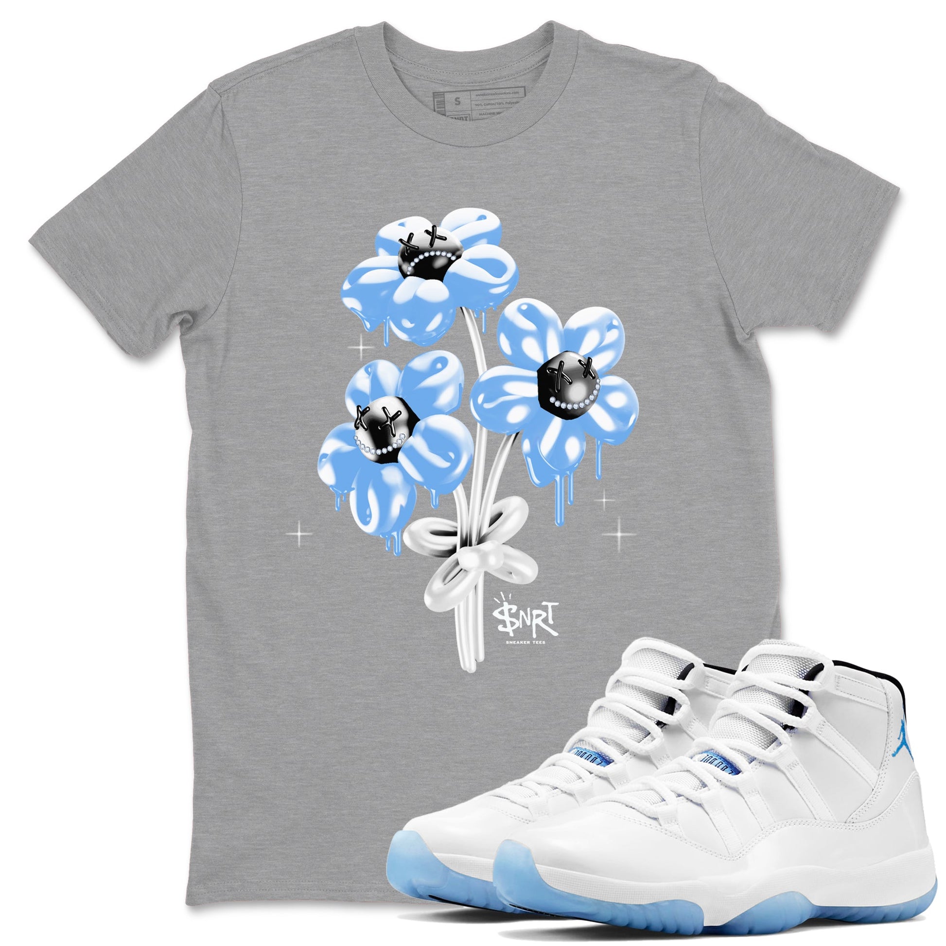 11s Legend Blue shirts to match jordans Balloon Bouquet sneaker match tees Air Jordan 11 Legend Blue SNRT Sneaker Release Tees unisex cotton Heather Grey 1 crew neck shirts