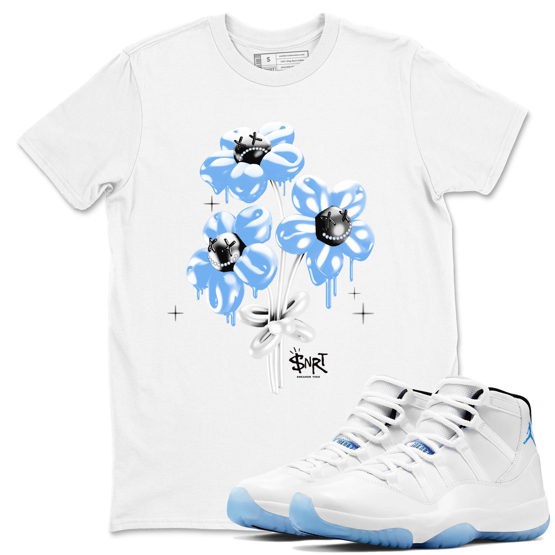11s Legend Blue shirts to match jordans Balloon Bouquet sneaker match tees Air Jordan 11 Legend Blue SNRT Sneaker Release Tees unisex cotton White 1 crew neck shirts