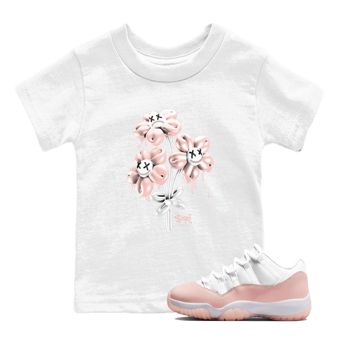 11s Legend Pink shirt to match jordans Balloon Bouquet sneaker tees Air Jordan 11 Legend Pink SNRT sneaker release tees baby toddler White 1 cotton Shirt