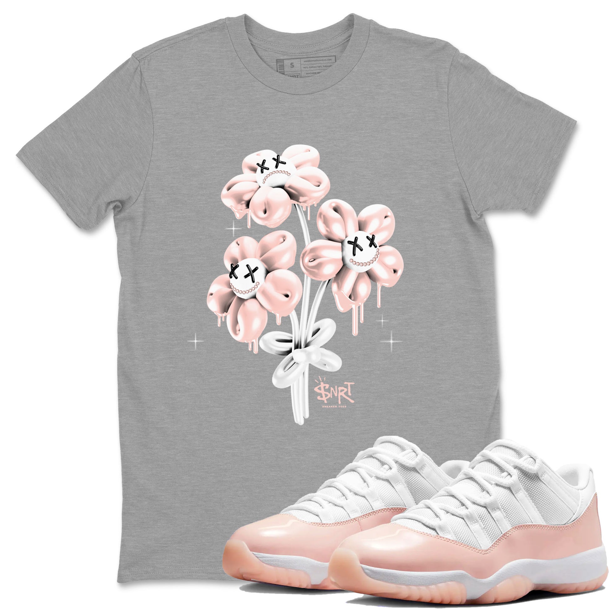 11s Legend Pink shirt to match jordans Balloon Bouquet sneaker tees Air Jordan 11 Legend Pink SNRT Sneaker Release Tees unisex cotton Heather Grey 1 crew neck shirt