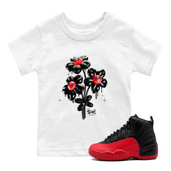 12s Flu Game shirts to match jordans Balloon Bouquet sneaker match tees Air Jordan 12 Retro Flu Game match shoes to clothes SNRT Sneaker Tees Youth Baby White 1 tee