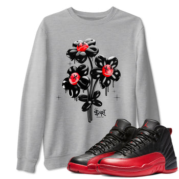 12s Flu Game shirts to match jordans Balloon Bouquet sneaker match tees Air Jordan 12 Retro Flu Game match shoes to clothes SNRT Sneaker Tees unisex cotton Heather Grey 1 shirts