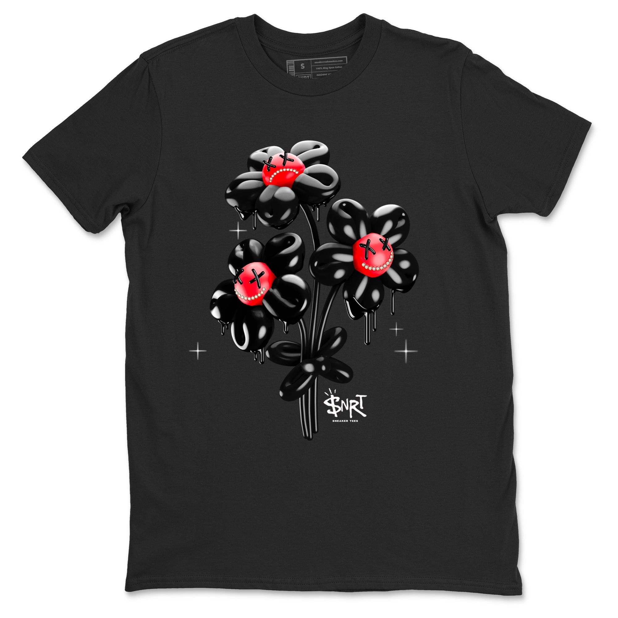 12s Flu Game shirts to match jordans Balloon Bouquet sneaker match tees Air Jordan 12 Retro Flu Game match shoes to clothes SNRT Sneaker Tees unisex cotton Black 2 shirts