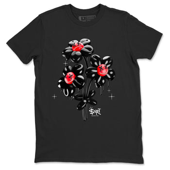 12s Flu Game shirts to match jordans Balloon Bouquet sneaker match tees Air Jordan 12 Retro Flu Game match shoes to clothes SNRT Sneaker Tees unisex cotton Black 2 shirts