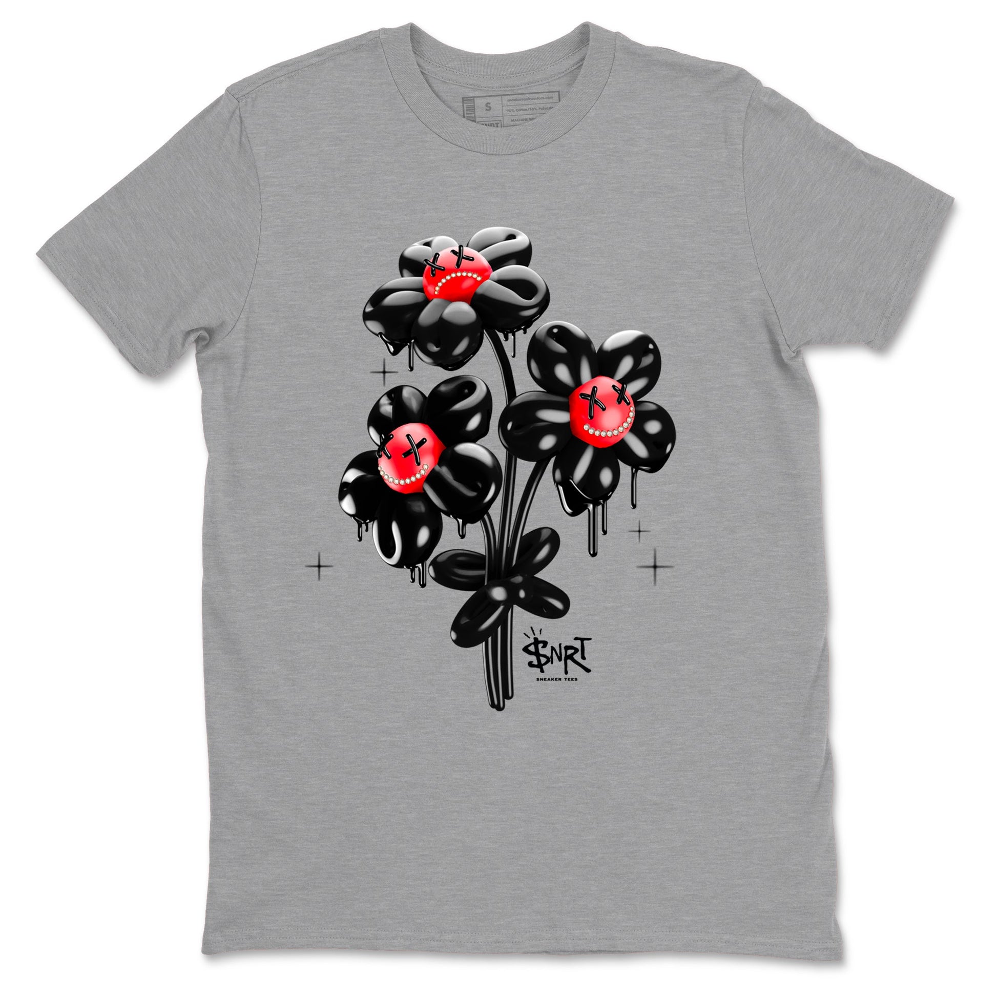 12s Flu Game shirts to match jordans Balloon Bouquet sneaker match tees Air Jordan 12 Retro Flu Game match shoes to clothes SNRT Sneaker Tees unisex cotton Heather Grey 2 shirts