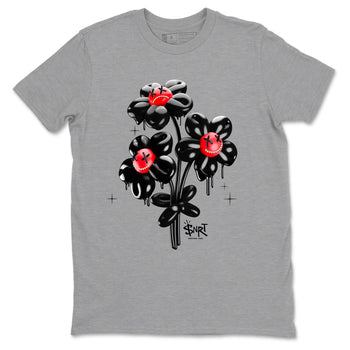12s Flu Game shirts to match jordans Balloon Bouquet sneaker match tees Air Jordan 12 Retro Flu Game match shoes to clothes SNRT Sneaker Tees unisex cotton Heather Grey 2 shirts