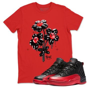 12s Flu Game shirts to match jordans Balloon Bouquet sneaker match tees Air Jordan 12 Retro Flu Game match shoes to clothes SNRT Sneaker Tees unisex cotton Red 1 shirts