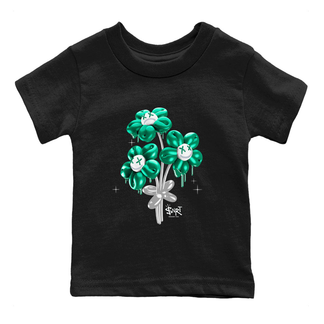 4s Oxidized Green shirts to match jordans Balloon Bouquet sneaker match tees Air Jordan 4 Oxidized Green SNRT Sneaker Tees streetwear brand Baby and Youth Black 2 cotton tee