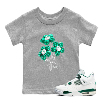 4s Oxidized Green shirts to match jordans Balloon Bouquet sneaker match tees Air Jordan 4 Oxidized Green SNRT Sneaker Tees streetwear brand Baby and Youth Heather Grey 1 cotton tee