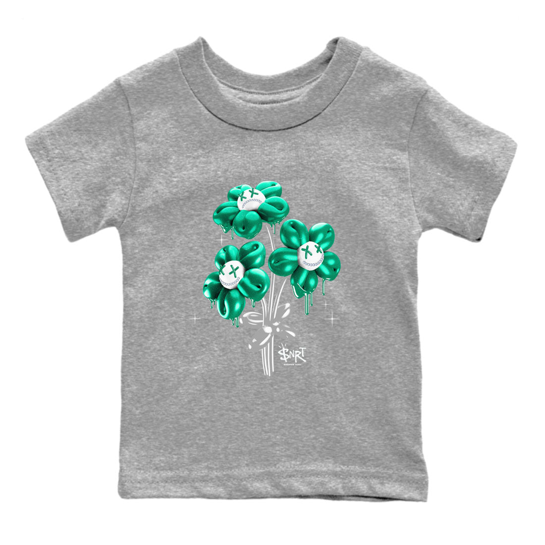 4s Oxidized Green shirts to match jordans Balloon Bouquet sneaker match tees Air Jordan 4 Oxidized Green SNRT Sneaker Tees streetwear brand Baby and Youth Heather Grey 2 cotton tee
