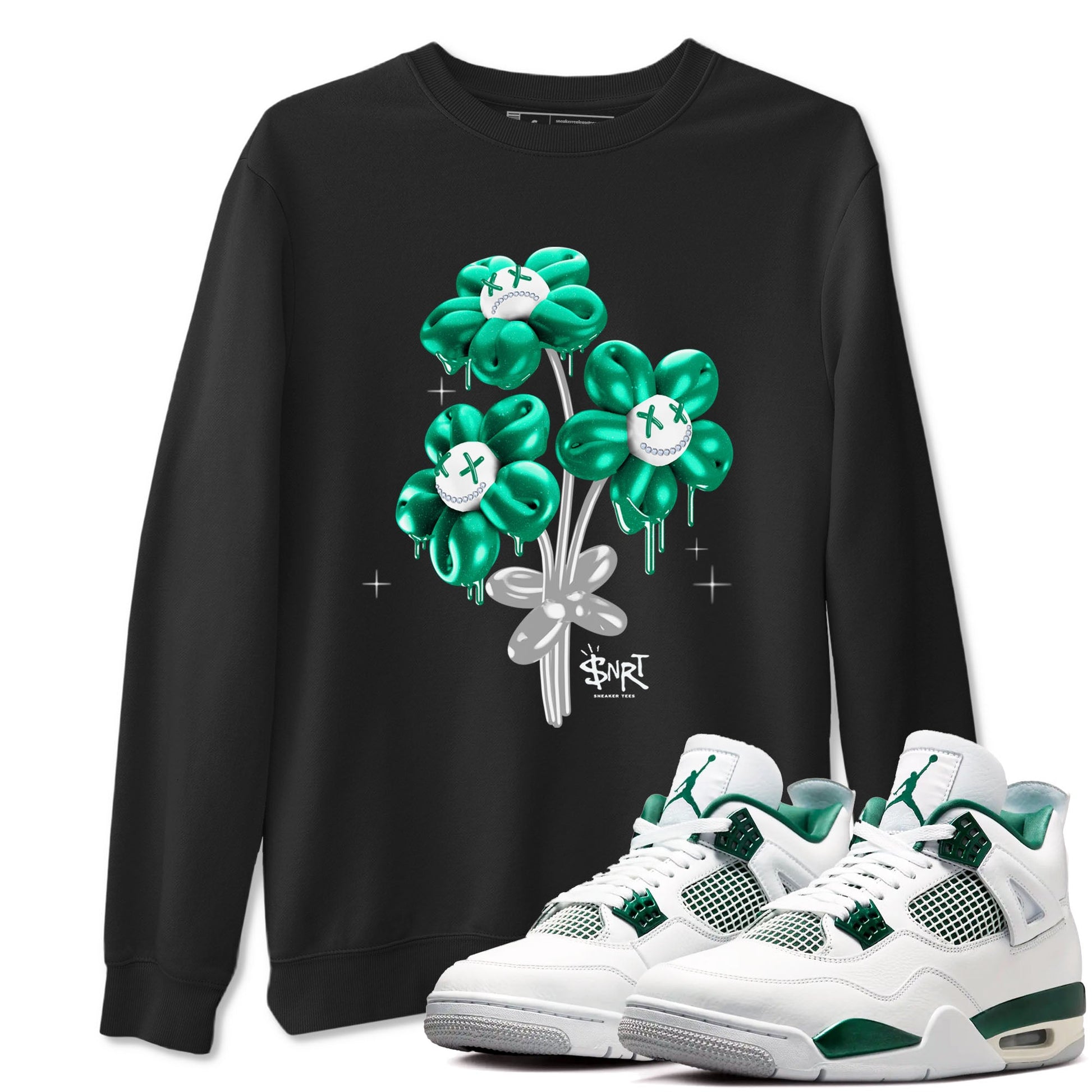 4s Oxidized Green shirts to match jordans Balloon Bouquet sneaker match tees Air Jordan 4 Oxidized Green SNRT Sneaker Tees streetwear brand Black 1 unisex cotton tee