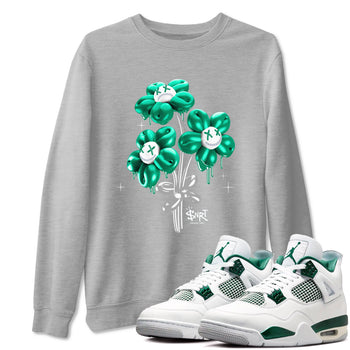4s Oxidized Green shirts to match jordans Balloon Bouquet sneaker match tees Air Jordan 4 Oxidized Green SNRT Sneaker Tees streetwear brand Heather Grey 1 unisex cotton tee