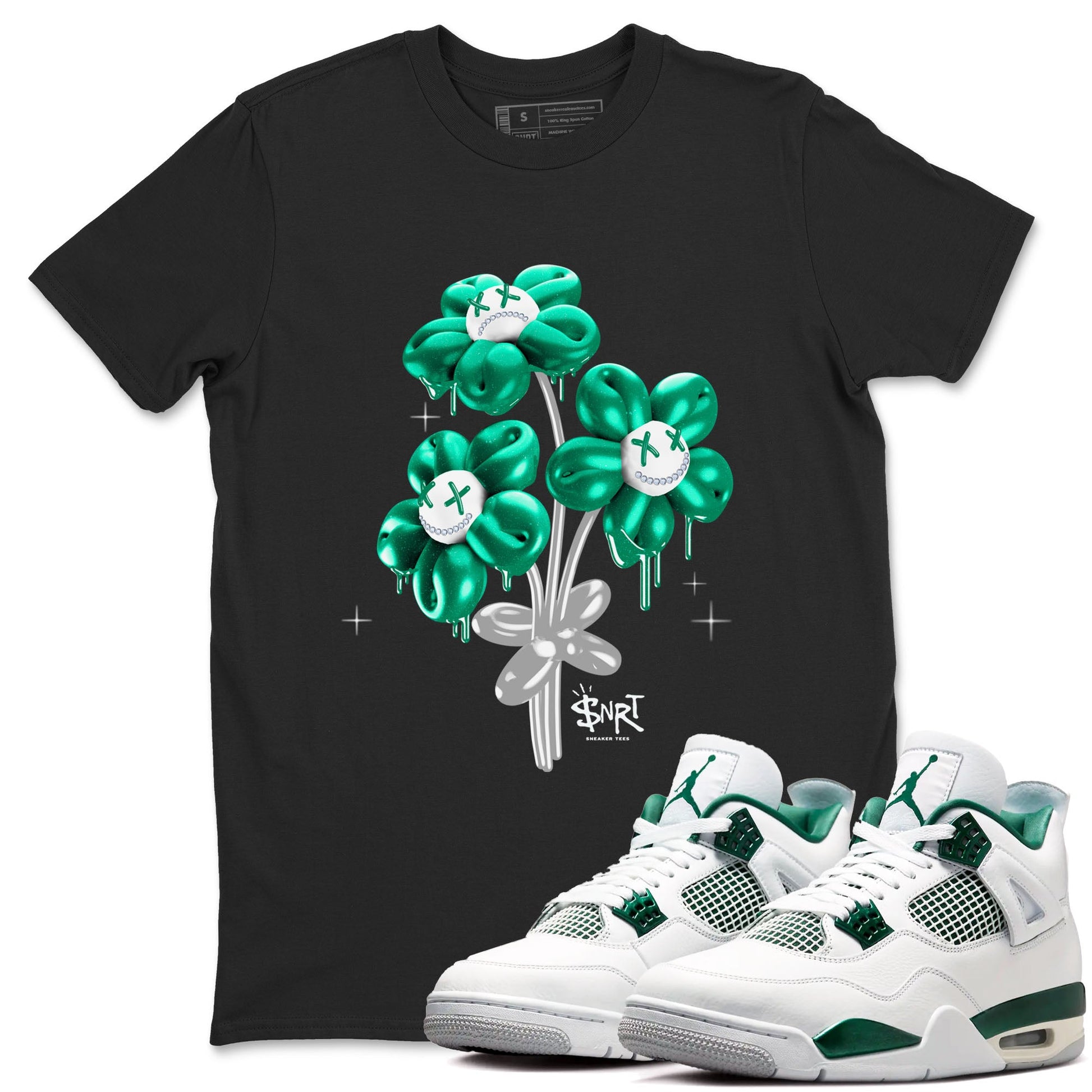 4s Oxidized Green shirts to match jordans Balloon Bouquet sneaker match tees Air Jordan 4 Oxidized Green SNRT Sneaker Tees streetwear brand Black 1 unisex cotton tee