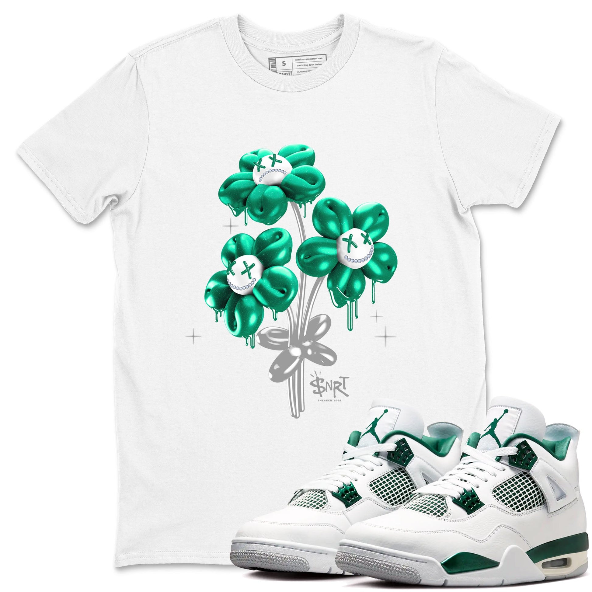 4s Oxidized Green shirts to match jordans Balloon Bouquet sneaker match tees Air Jordan 4 Oxidized Green SNRT Sneaker Tees streetwear brand White 1 unisex cotton tee