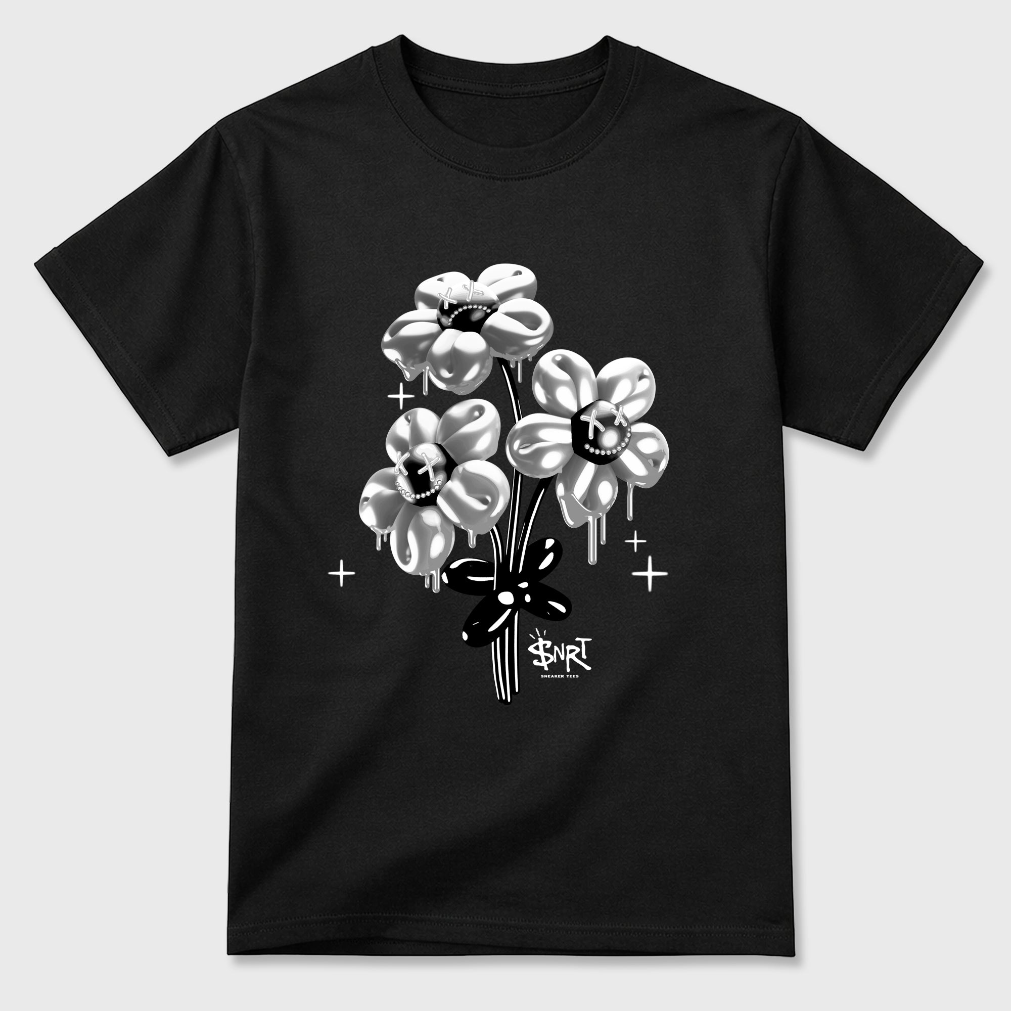 Balloon Bouquet Graphic T-Shirt featuring original streetwear artwork designed to match the Air Jordan 8 Chrome. Black 2 Graphic T-Shirt.