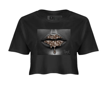 12s Baroque Brown shirts to match jordans Bandana Lips sneaker match tees Air Jordan 12 Baroque Brown match shoes to clothes SNRT Sneaker Tees unisex cotton Black 2 crop tee