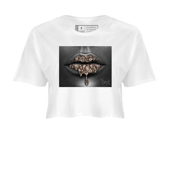 12s Baroque Brown shirts to match jordans Bandana Lips sneaker match tees Air Jordan 12 Baroque Brown match shoes to clothes SNRT Sneaker Tees unisex cotton White 2 crop tee