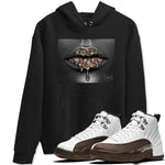 12s Baroque Brown shirts to match jordans Bandana Lips sneaker match tees Air Jordan 12 Baroque Brown match shoes to clothes SNRT Sneaker Tees unisex cotton Black 1 shirts