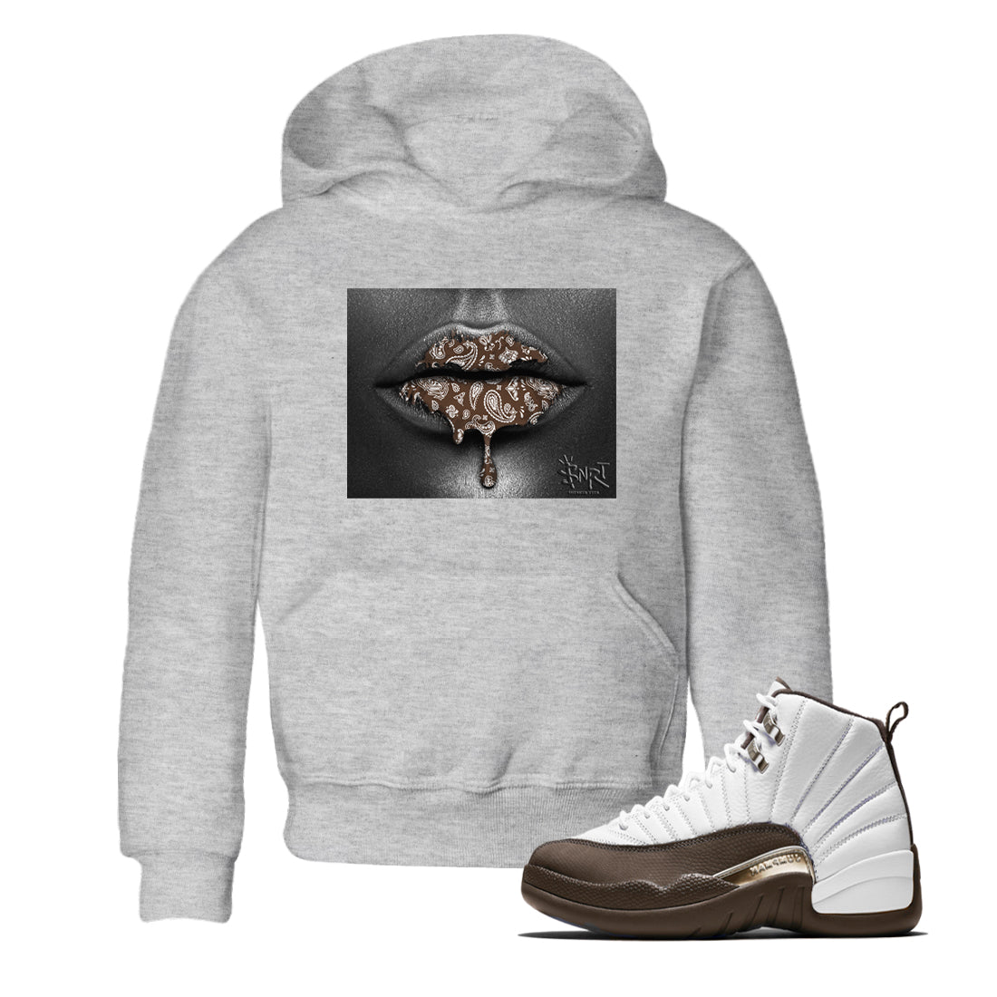 12s Baroque Brown shirts to match jordans Bandana Lips sneaker match tees Air Jordan 12 Baroque Brown match shoes to clothes SNRT Sneaker Tees Youth Baby Heather Grey 1 tee