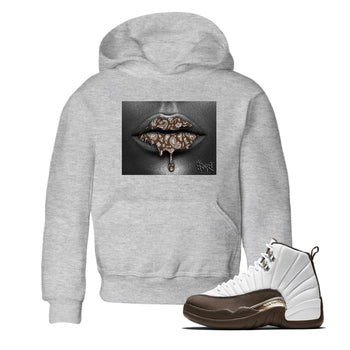 12s Baroque Brown shirts to match jordans Bandana Lips sneaker match tees Air Jordan 12 Baroque Brown match shoes to clothes SNRT Sneaker Tees Youth Baby Heather Grey 1 tee